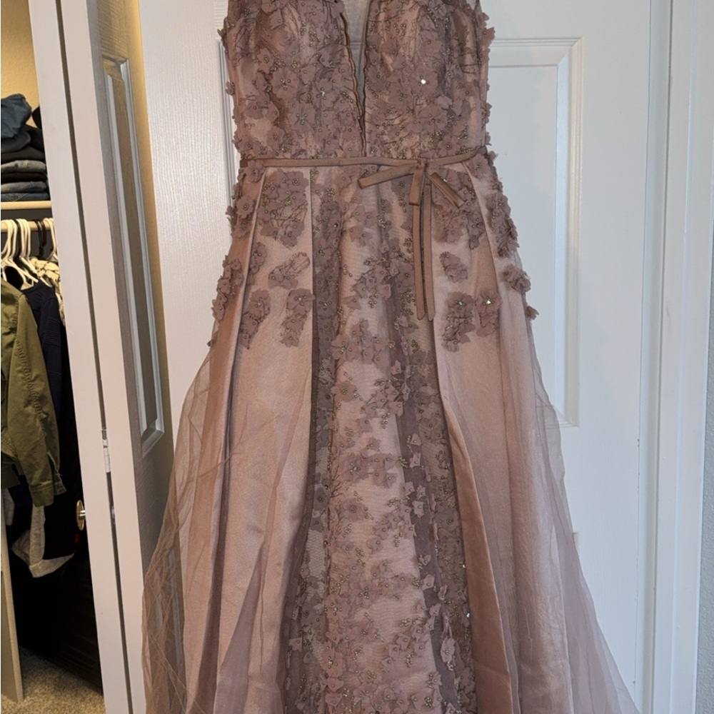 Elegant Brown Floral Gown